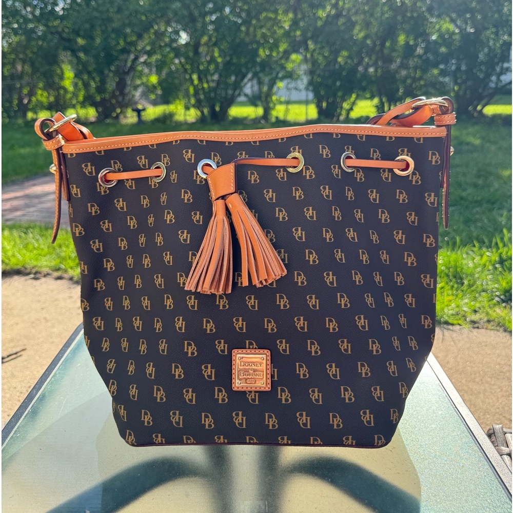 Dooney & Bourke Gretta Brown T’moro drawstring bucket bag
